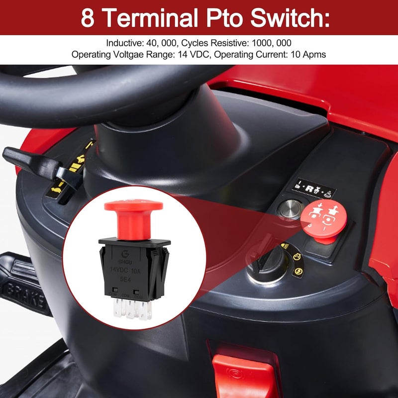 BZTT 8 Terminals Pto Switch 10 AMP Mower Clutch Switch for Delta 6204 6201 Pto Switchs Compatible Hustler Dixie Chopper Husqvarna Mower Parts Classic RZT Pro Series SZT Pro Series Zee 2 RZT - Image 3